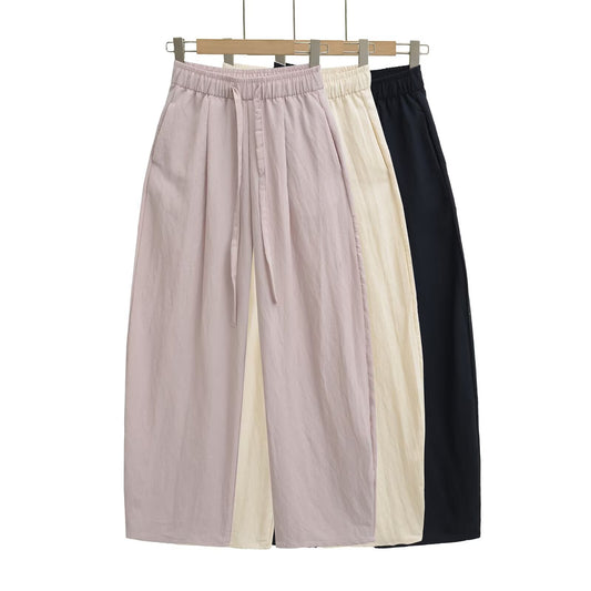 Tencel linen wide leg pants